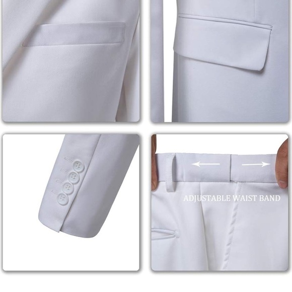 Men's White Suit Blazer, Vest and Pants Set - Picture 4 of 4